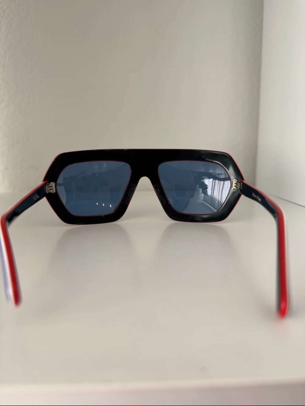 Emilio Pucci Oversized Shield Sunglasses Blue Lens Tricolor Frame